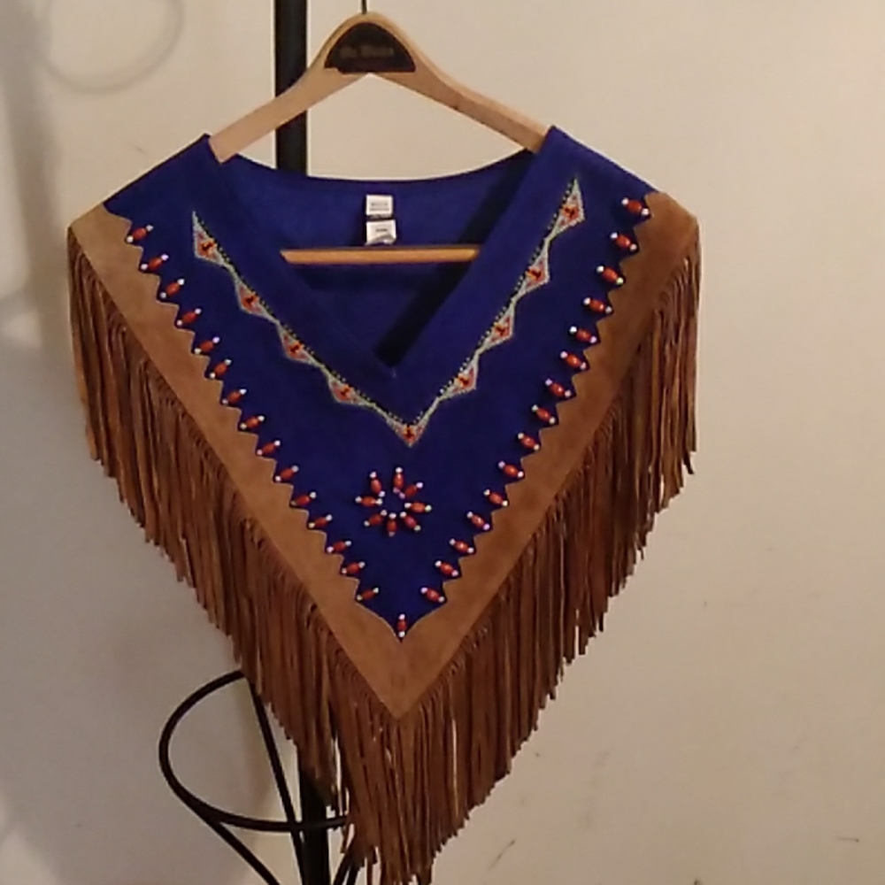 Genuine suede leather cape
